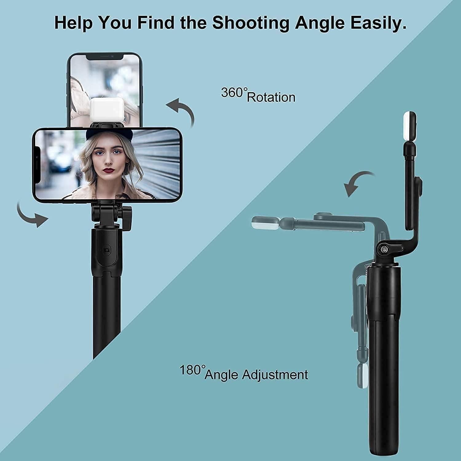 Extendable Flash Selfie Stick Tripod with Bluetooth Remote (3-in-1)
