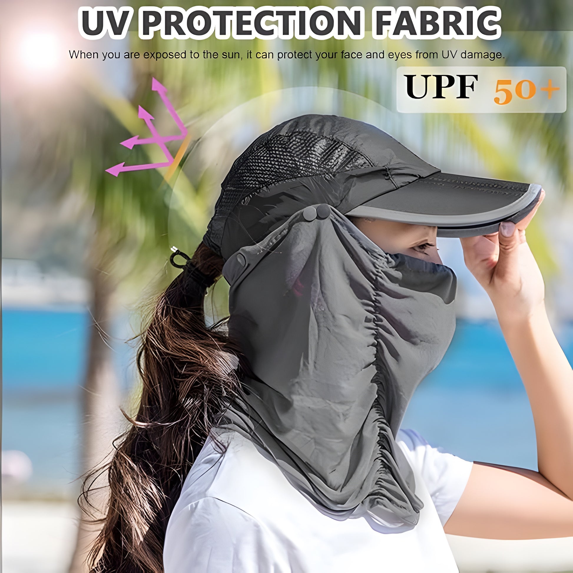 Women’s Sun Cap + Detachable Face Cover