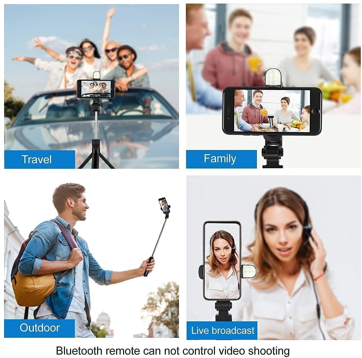 Extendable Flash Selfie Stick Tripod with Bluetooth Remote (3-in-1)